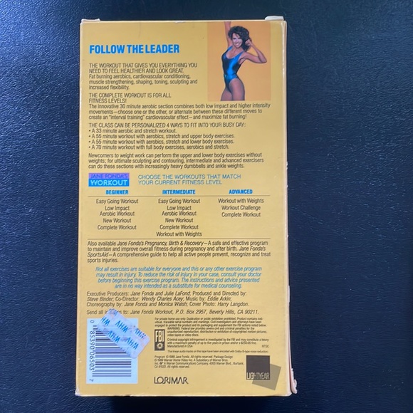 Vtg Jane Fonda’s COMPLETE WORKOUT. VHS. Vtg Collectible. Original. 1989. - Picture 2 of 3